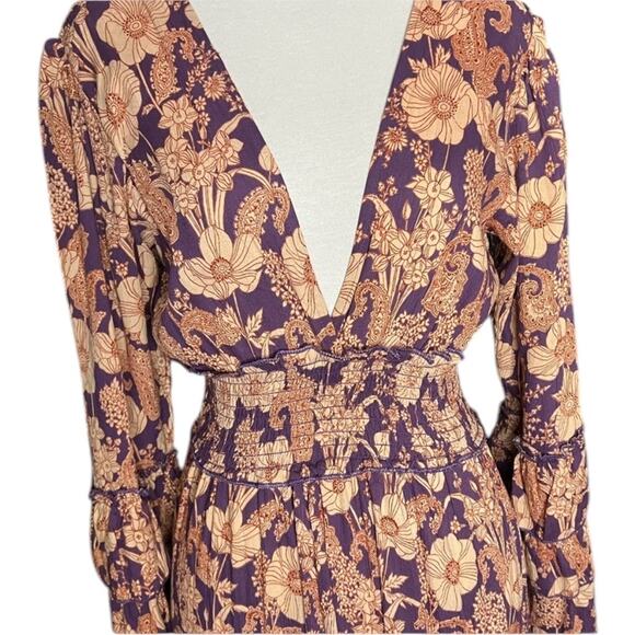 NWOT Angie Long Sleeve Floral Print Tiered Maxi Dress – Sz S - Picture 4 of 9